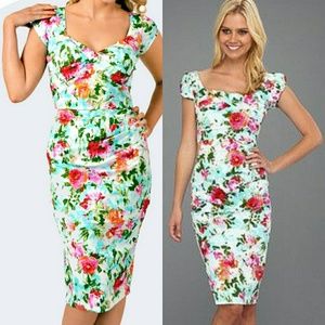 Stop Staring Vibrant Floral Midi Dress - Pink and Green